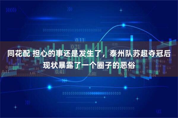 同花配 担心的事还是发生了,泰州队苏超夺冠后现状暴露了一个圈子的恶俗
